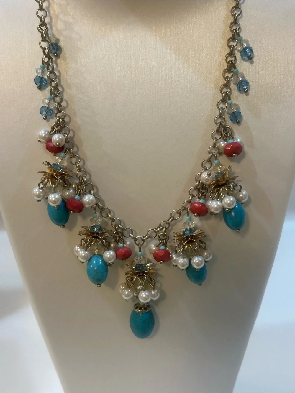 Talbot’s Boho Cluster 16” L Statement Necklace & Matching Earrings Set